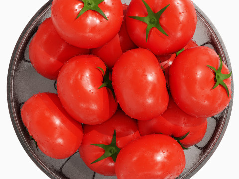 Low Glass Bowl Centerpiece with Tomatos 3D 模型