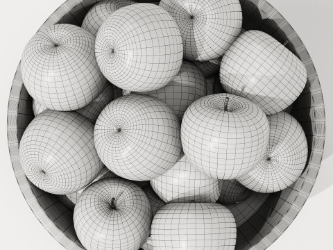 Low Glass Bowl Centerpiece with Yellow Apples Modello 3D