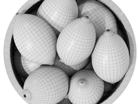 Marble Fruit Bowl with Lemons 3D 模型