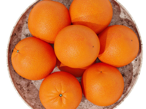 Marble Fruit Bowl with Oranges 3D Model