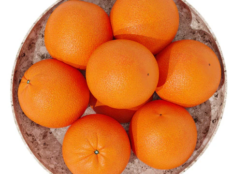 Marble Fruit Bowl with Oranges 3D Model
