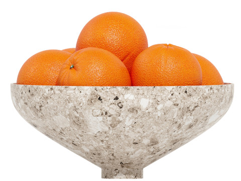 Marble Fruit Bowl with Oranges 3D Model