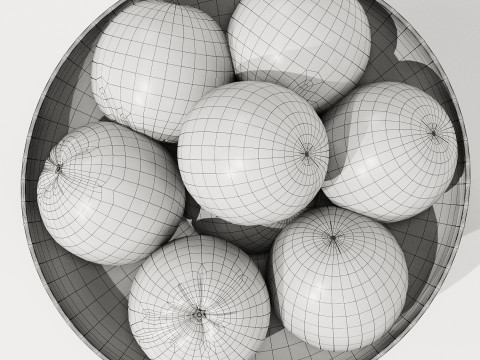 Marble Fruit Bowl with Oranges 3D Model
