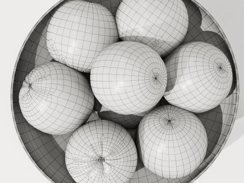 Marble Fruit Bowl with Oranges 3D Model