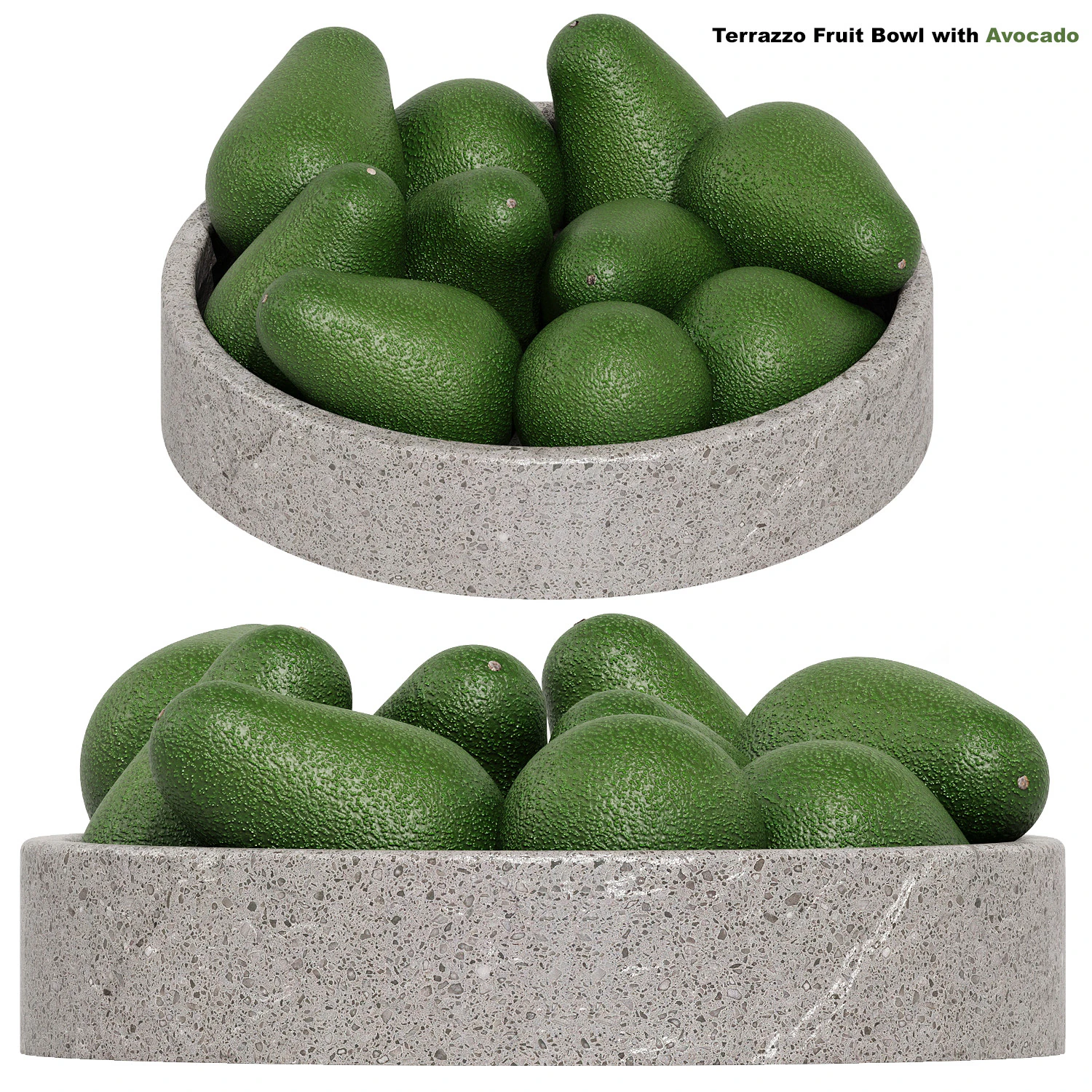 Terrazzo Fruit Bowl with Avocado 3D Model .c4d .max .obj .3ds .fbx .stl .blend 
