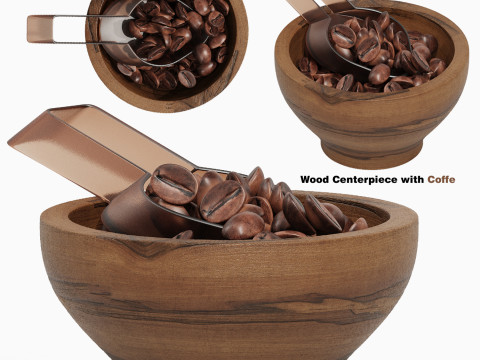Wood Centerpiece with Coffe 3D Model