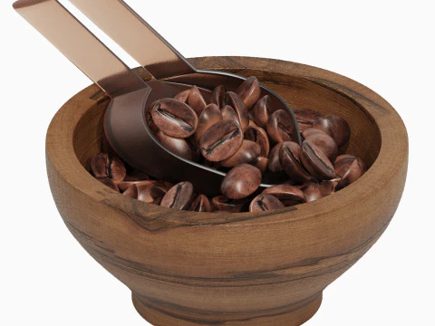 Wood Centerpiece with Coffe 3D Model