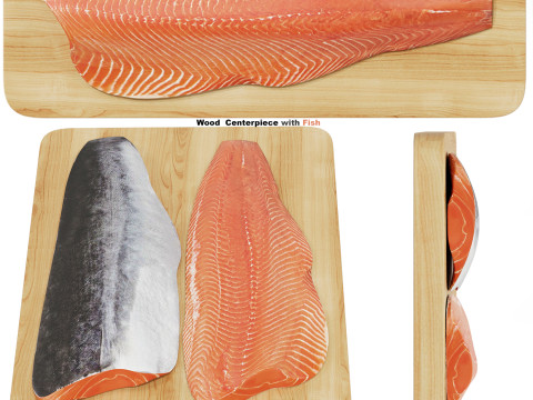 Wood Centerpiece with Fish 3D Model