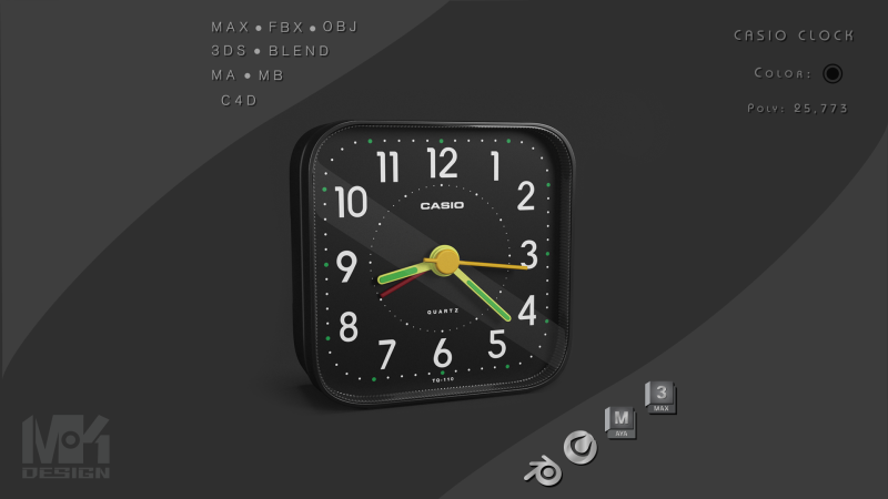 Будильник Casio 3D Модель .c4d .max .obj .3ds .fbx .stl .blend 