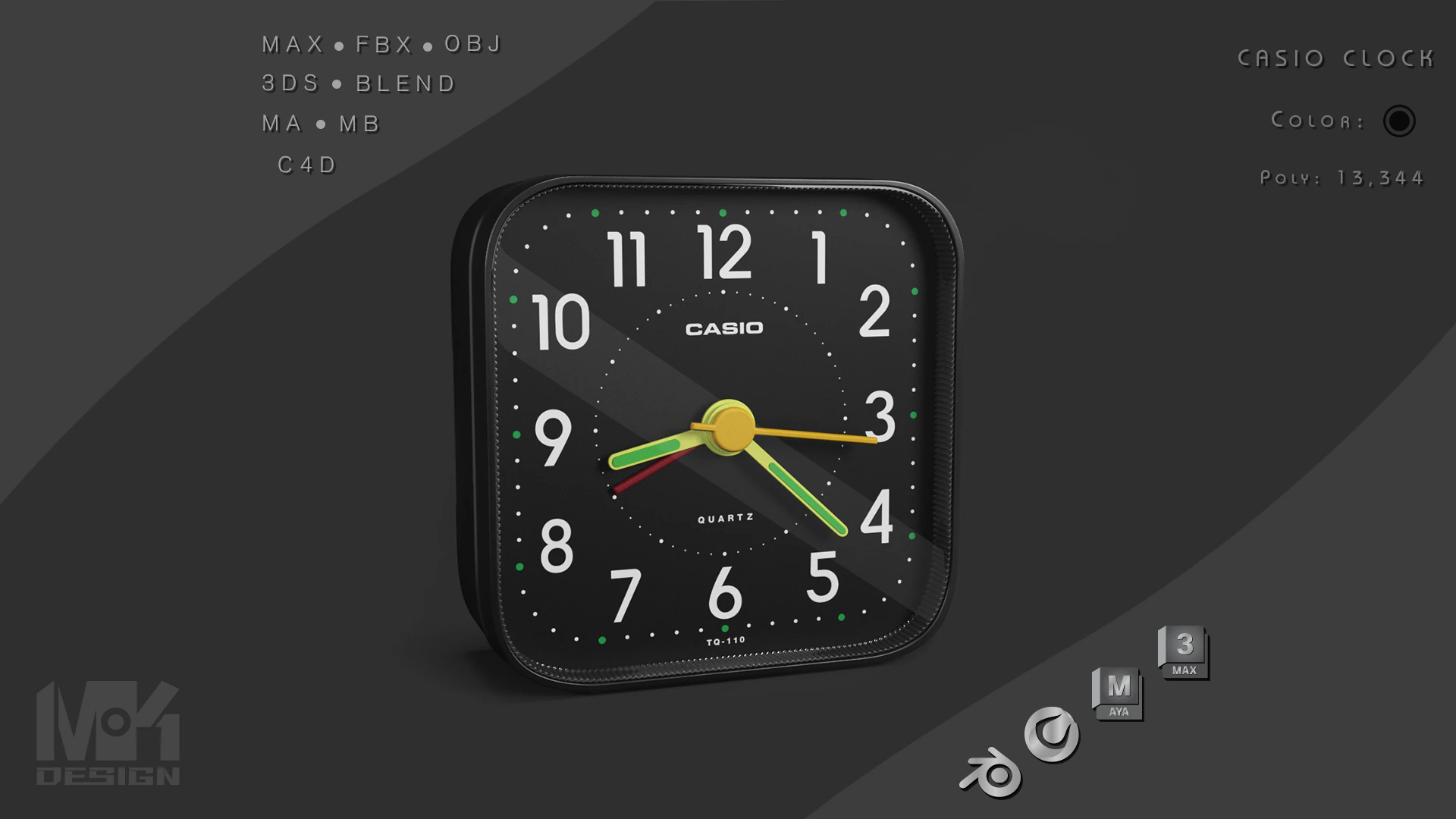 Alarm Casio Clock 3D Model .c4d .max .obj .3ds .fbx .stl .blend 