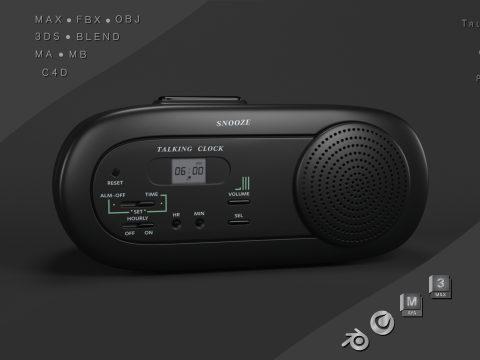 アラーム トーキング デジタル時計 3Dモデル