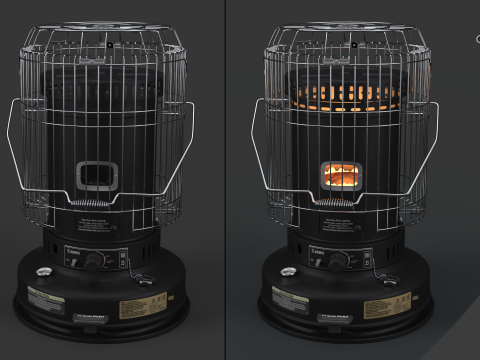 Aquecedor a Querosene WKH23 Preto Modelo 3D