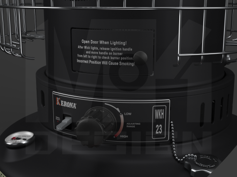 Aquecedor a Querosene WKH23 Preto Modelo 3D