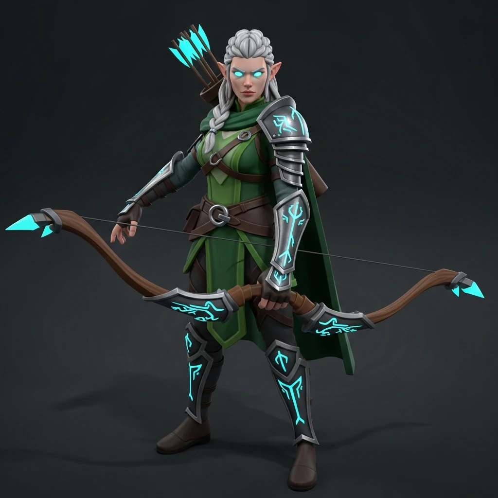 Stylized Fantasy Elf Archer Game Ready PBR Character 3D Model .c4d .max .obj .3ds .fbx .stl .blend 