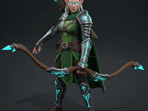 Stylized Fantasy Elf Archer Game Ready PBR Character 3D Model