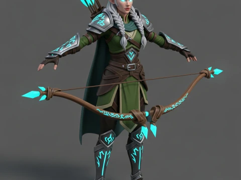 Stylized Fantasy Elf Archer Game Ready PBR Character 3D Model