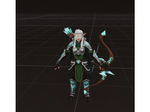 Stylized Fantasy Elf Archer Game Ready PBR Character 3D Model