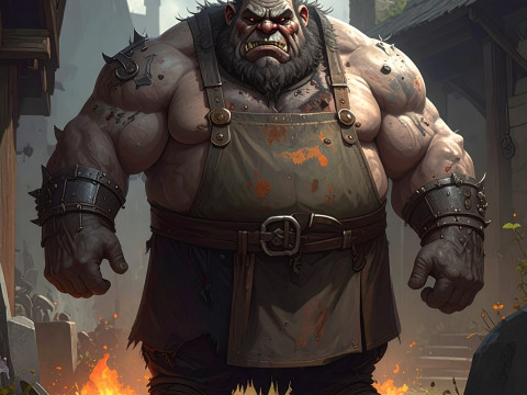 Epic Fantasy Character Duo Armored Hero and Ogre Blacksmith 3Dモデル