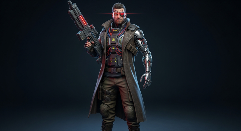 Cyberpunk Mercenary GameReady 3D SciFi Character Model 3D मॉडल .c4d .max .obj .3ds .fbx .stl .blend