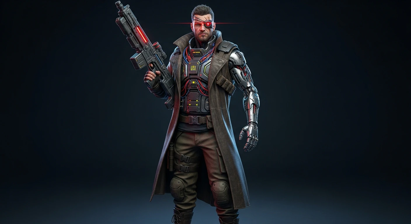 Cyberpunk Mercenary GameReady 3D-SciFi-Charaktermodell 3D Modell .c4d .max .obj .3ds .fbx .stl .blend 