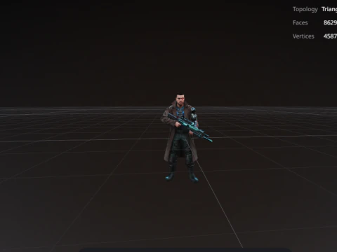 Cyberpunk Mercenary GameReady 3D-SciFi-Charaktermodell 3D Modell