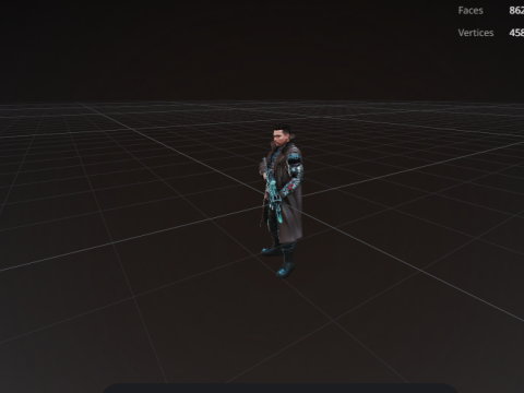 Cyberpunk Mercenary GameReady 3D SciFi Character Model 3D मॉडल