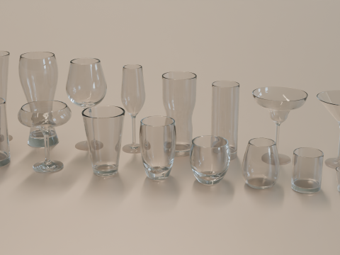 Glass collection 16 types of glasses 3D मॉडल