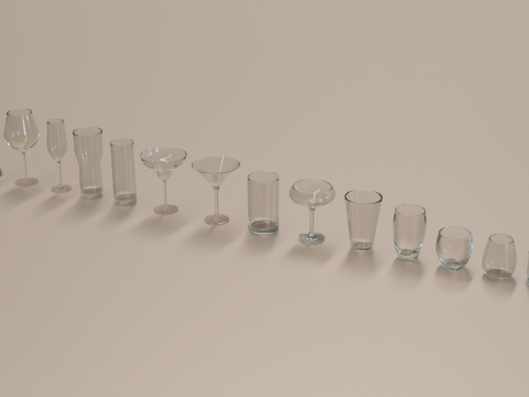 Glass collection 16 types of glasses 3D 模型