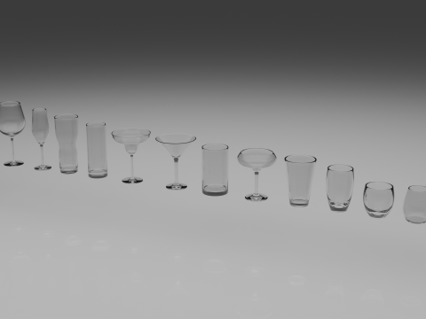 Glass collection 16 types of glasses 3D 模型