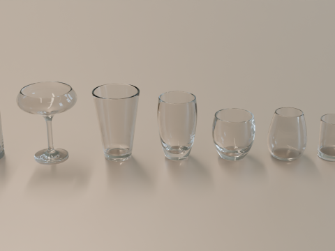 Glass collection 16 types of glasses 3D 模型