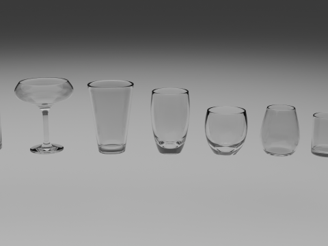 Glass collection 16 types of glasses 3D 模型