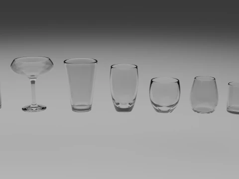 Glass collection 16 types of glass 3D Model
