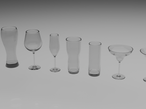 Glass collection 16 types of glasses 3D 模型