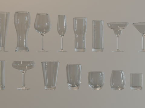 Glass collection 16 types of glasses 3D 模型