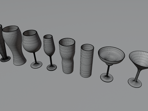 Glass collection 16 types of glasses 3D 模型