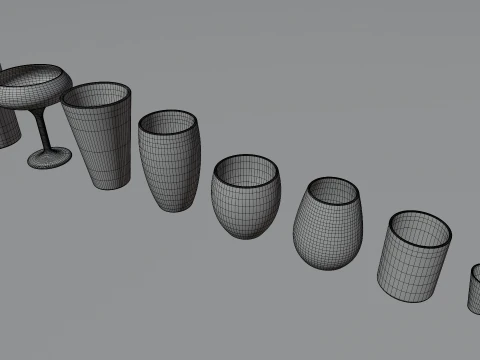 Glass collection 16 types of glass 3D Model
