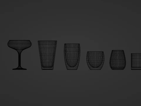 Glass collection 16 types of glass 3D Model
