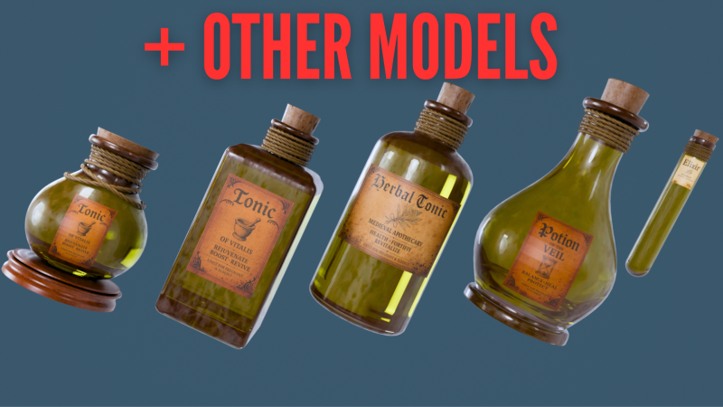 Halloween-editie 3D-drankje en tonic-flessencollectie 3D Model .c4d .max .obj .3ds .fbx .stl .blend