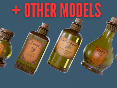 Хеллоуїнське видання 3D колекція пляшок зілля та тонік 3D Модель