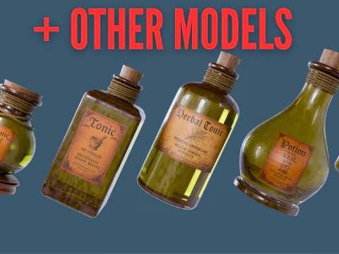 Colección de botellas de tónico y poción 3D de la edición de Halloween Modelo 3D