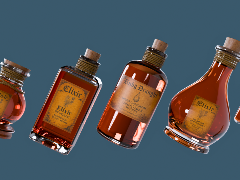 Halloween-editie 3D-drankje en tonic-flessencollectie 3D Model