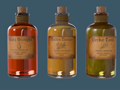 Halloween-editie 3D-drankje en tonic-flessencollectie 3D Model