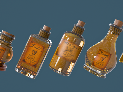 Halloween-editie 3D-drankje en tonic-flessencollectie 3D Model