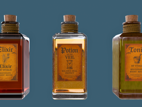 Halloween-editie 3D-drankje en tonic-flessencollectie 3D Model