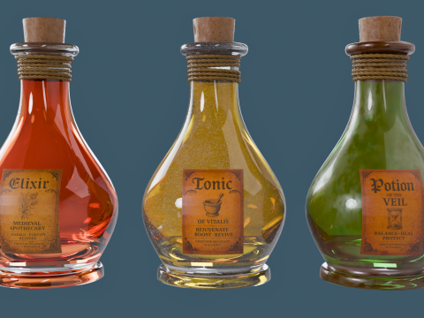 Halloween-editie 3D-drankje en tonic-flessencollectie 3D Model