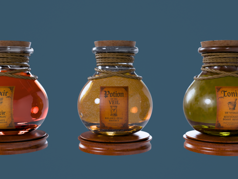 Halloween-editie 3D-drankje en tonic-flessencollectie 3D Model