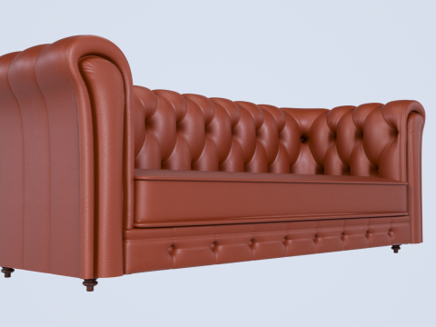 Високополігональний шкіряний набір Chesterfield 3D Модель