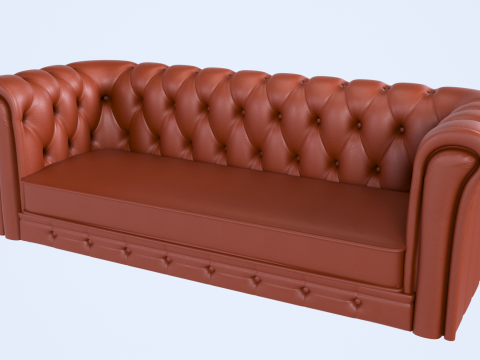 Високополігональний шкіряний набір Chesterfield 3D Модель