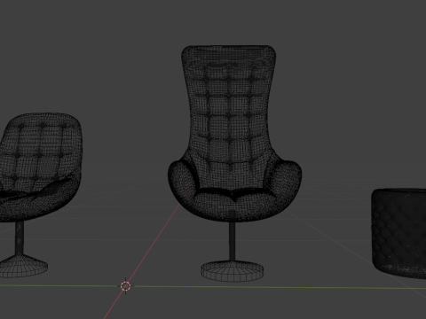 Високополігональний шкіряний набір Chesterfield 3D Модель