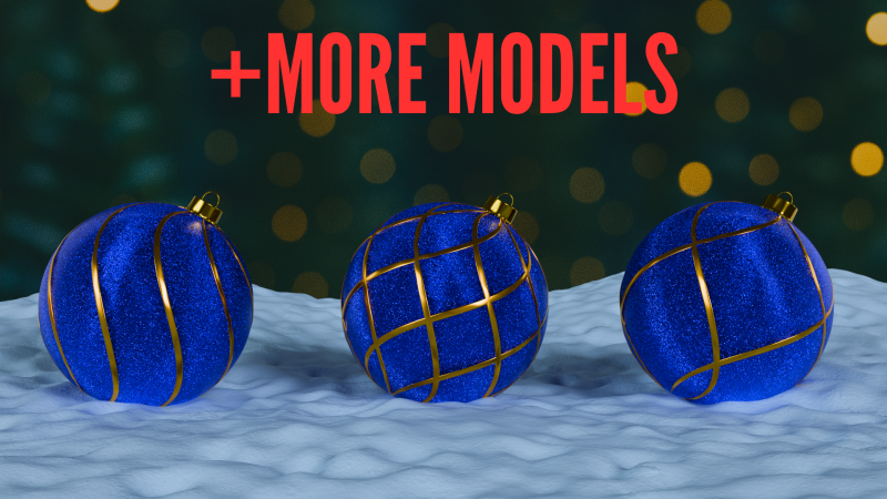 Christmas Ornaments Blue BLEND STL 3D Model .c4d .max .obj .3ds .fbx .stl .blend